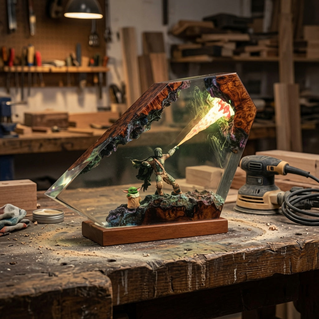Space Bounty Hunter Resin Lamp